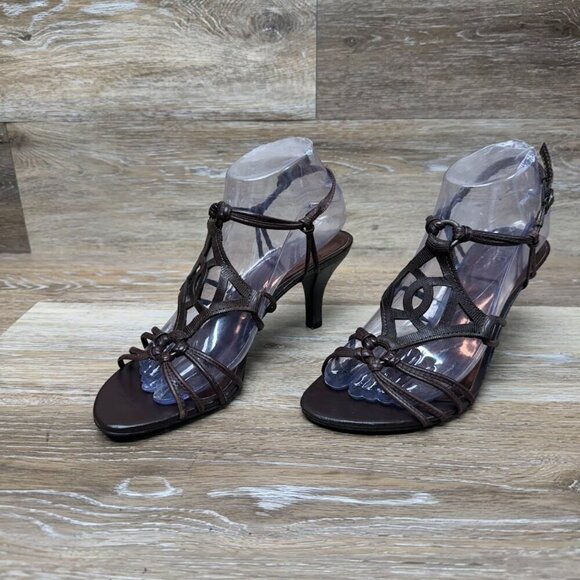 Carlos Fandango Strappy Open Toe Brown Sandals Women's Size 7.5 - Picture 1 of 7